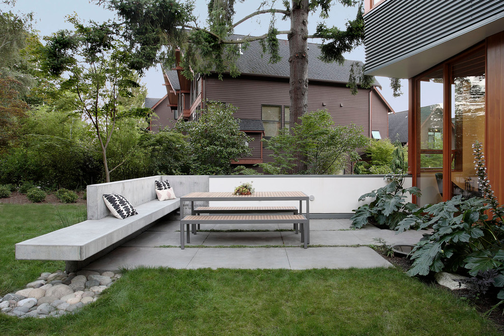 Design ideas for a modern patio in Seattle with no cover.