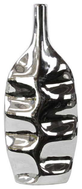 Ceramic Elliptical Bottle Vase, Small