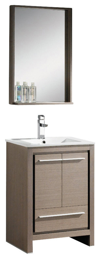 23.5" Single Sink Bathroom Vanity, Gray Oak