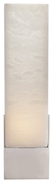 Covet Tall Box Bath Wall Sconce, 1-Light, Polished Nickel, Alabaster Shade, 16"H