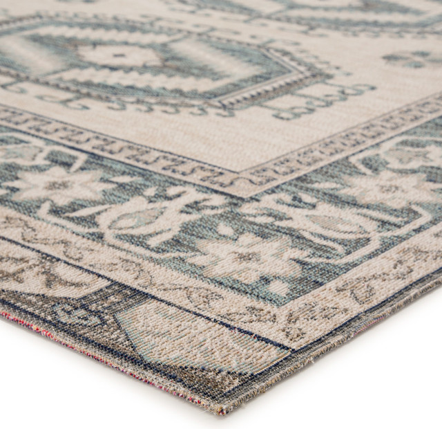 Jaipur Living Miner Indoor Outdoor Medallion Light Teal Area Rug