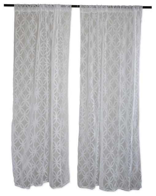 Details about   Design Imports DII White Lace Lattice Window Curtain Set of 2 