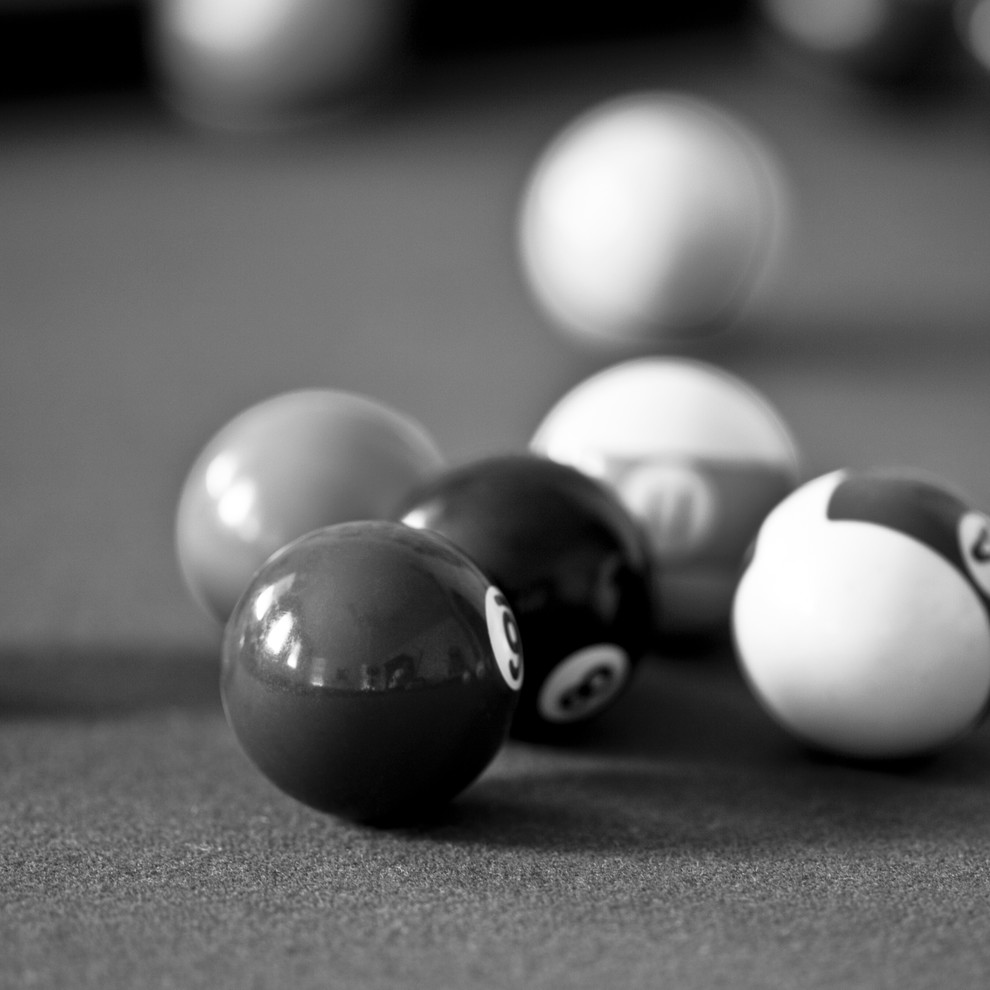 Billiard Room Square Canvas, Pool Room Decor, Contemporary Black/White