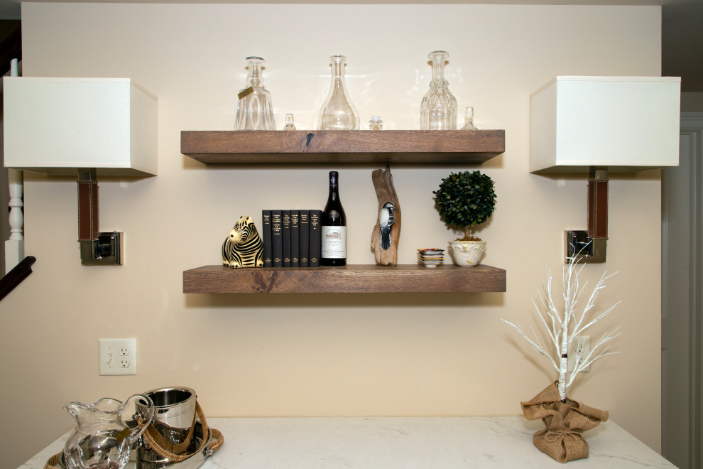 Basement - transitional basement idea with beige walls