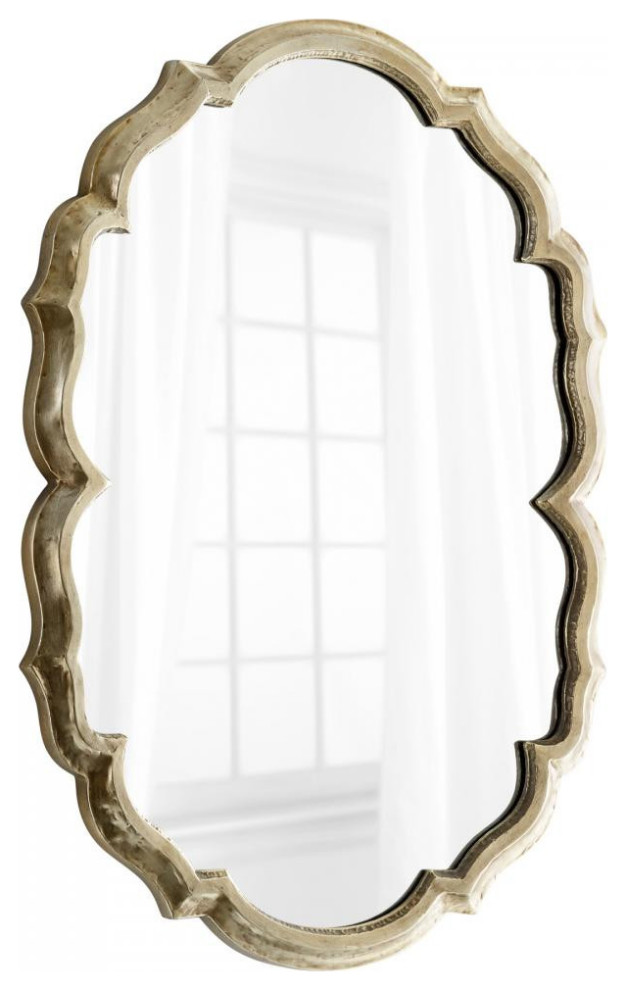 Banning Mirror, Silver, Iron Wood and Mirrored Glass, 39.75"H (7913 M6L46)