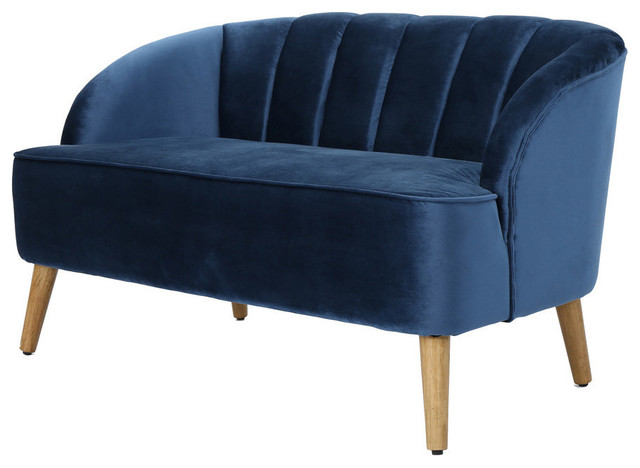 Scarlett Mid Century Modern Velvet Sofa With Seas Backrest