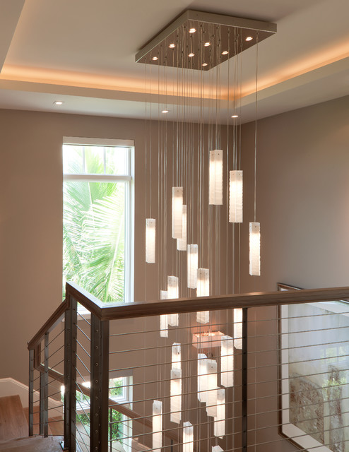 Tanzania Chandelier Contemporary Living Room Stairwell