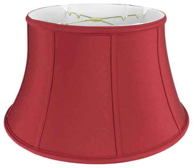 Shantung Bell Floor Lamp Shade, Spider Fitting on Glass Bowl, Brick Red, 19