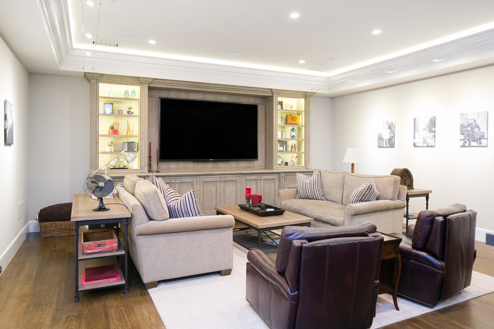 Example of a transitional basement design in Orange County