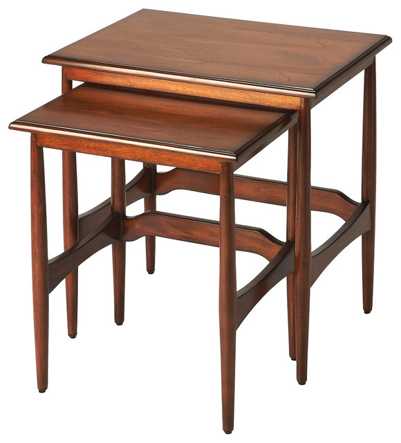 Offex Living Room Modern Rectangular Nesting Tables, Brown Modern