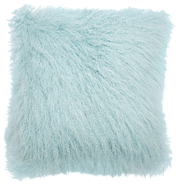 20" Mongolian Curly Lamb Real Fur Pillow Contemporary Decorative Pillows by Furug