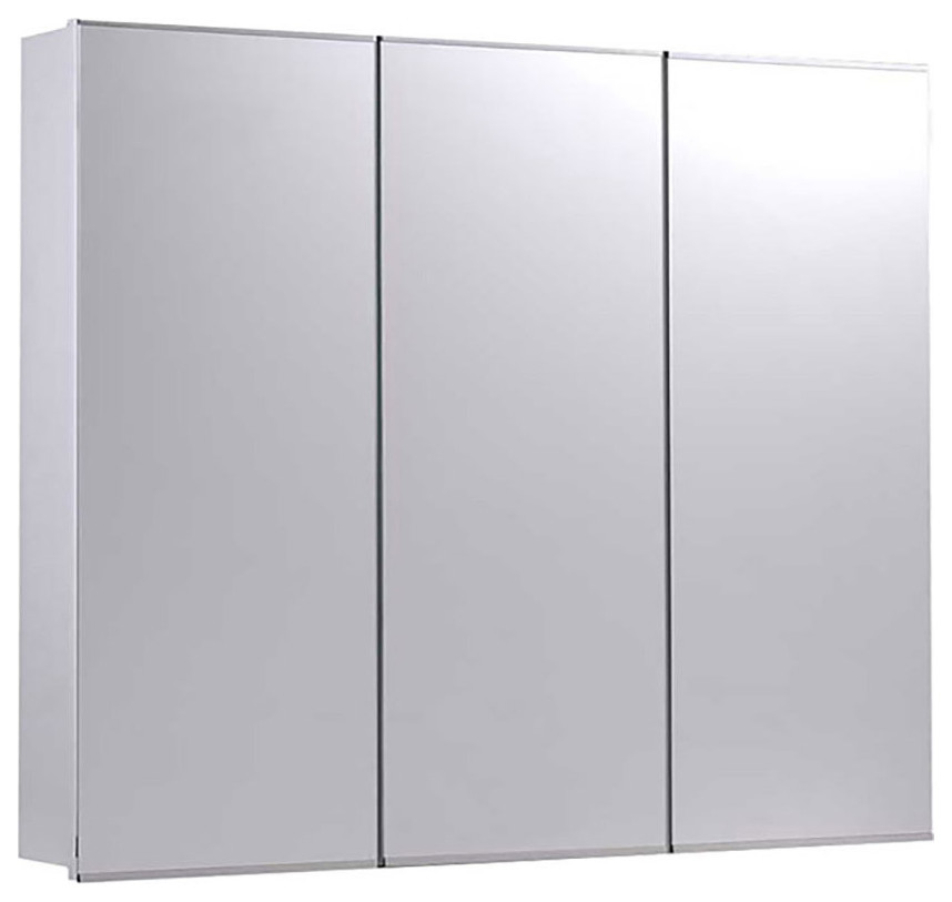 Tri-View Medicine Cabinet, 36"x36", Stainless Steel Trim, Surface Mounted