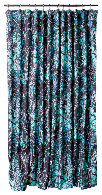 Serenity Camo Blue Shower Curtain, Camo Shower Curtain