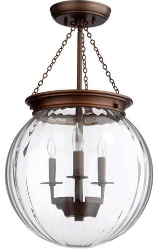 Quorum 6920-3-86 Signature Pendant 13" Oiled Bronze With Clear 3-Light