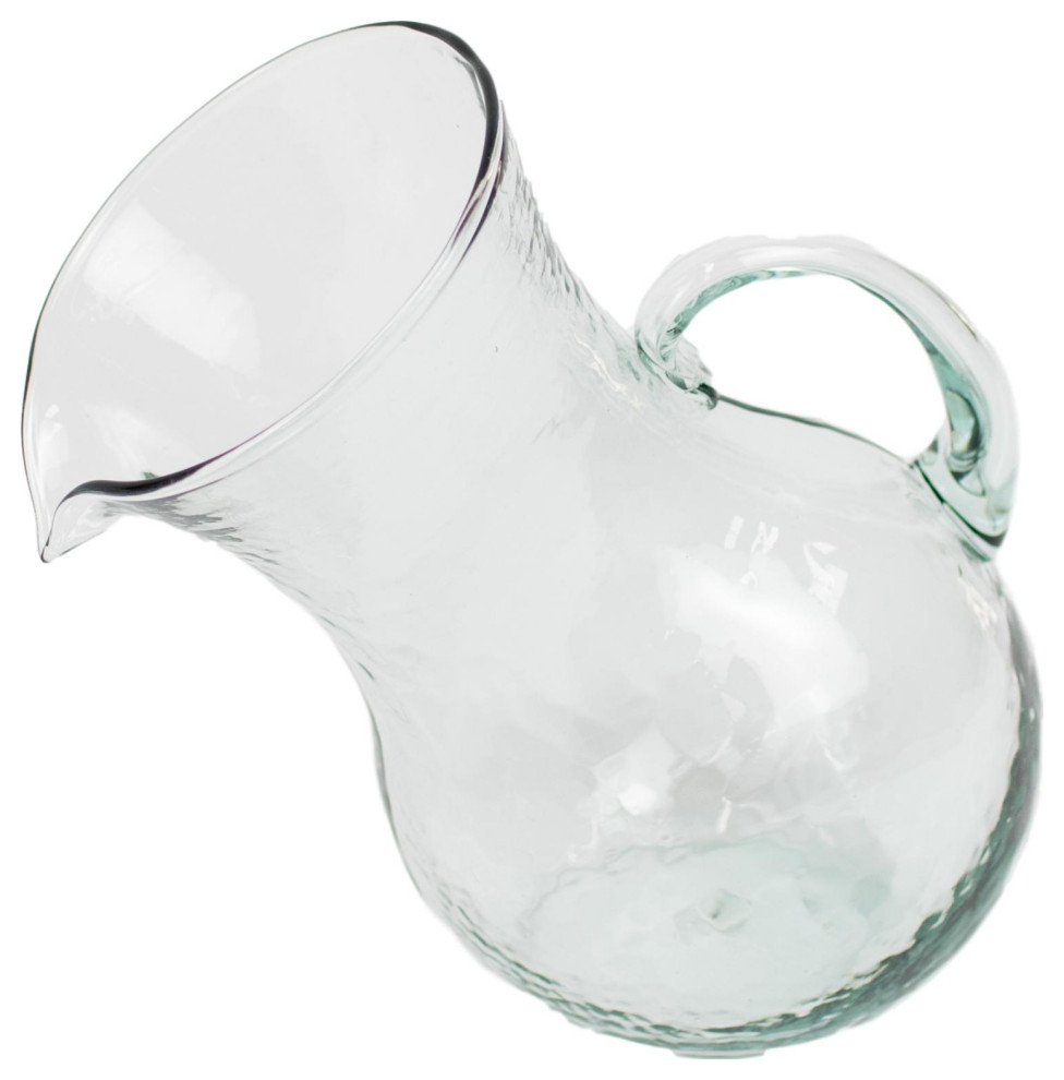 Vintage Style Classic Round 8" Ball Pitcher Tilted Glass Hand Crafted