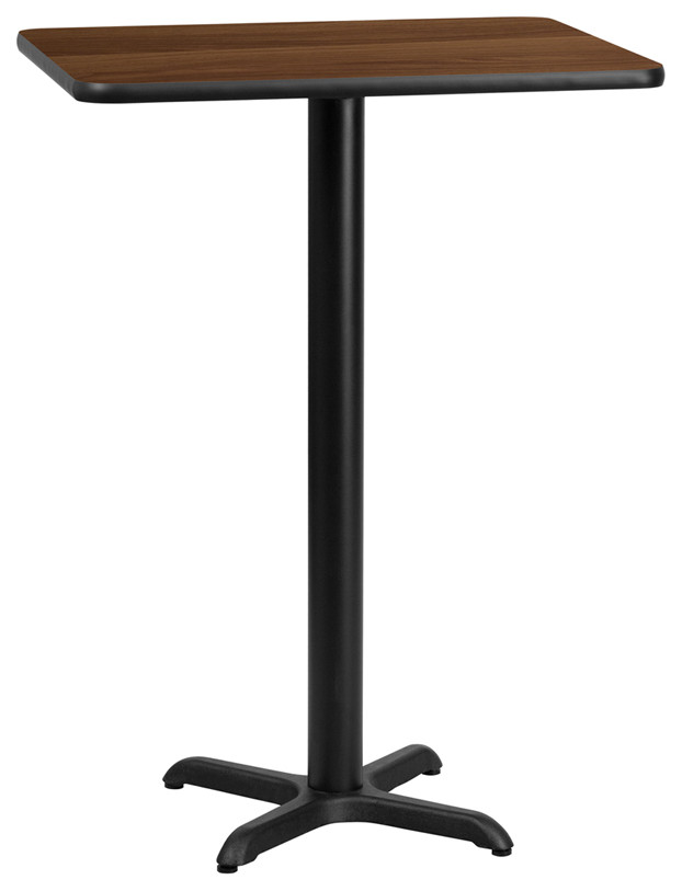24'' x 30'' Rectangular Laminate Table Top with 18'' Round Bar Height Table Base and Foot Ring