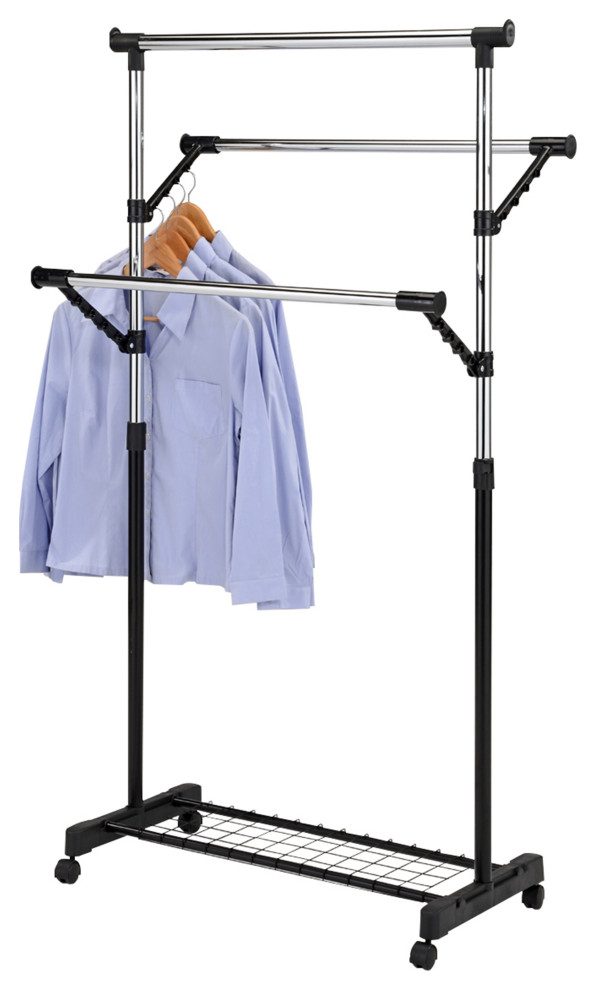 Rossiter Wheeled Hanging Clothing Garment Rack, Adjustable Racks, Shoe