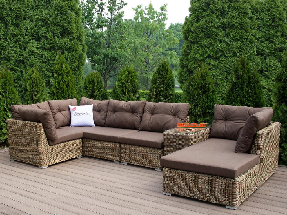 Угловой диван из искусственного ротанга от Borgata