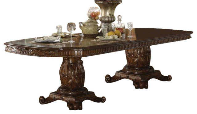 Acme Vendome Cherry Finish Double Pedestal Dining Table