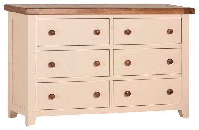 Champagne Painted Oak Wide Chest of Drawers