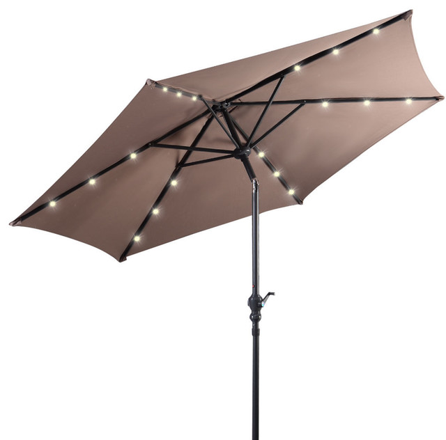 Costway 9ft Patio Solar Umbrella Led Market Steel Tilt W Costway 9ft Patio Solar Umbrella Led Market Steel Tilt W Crank Outdoor Contemporary Umbrellas By Goplus Corp