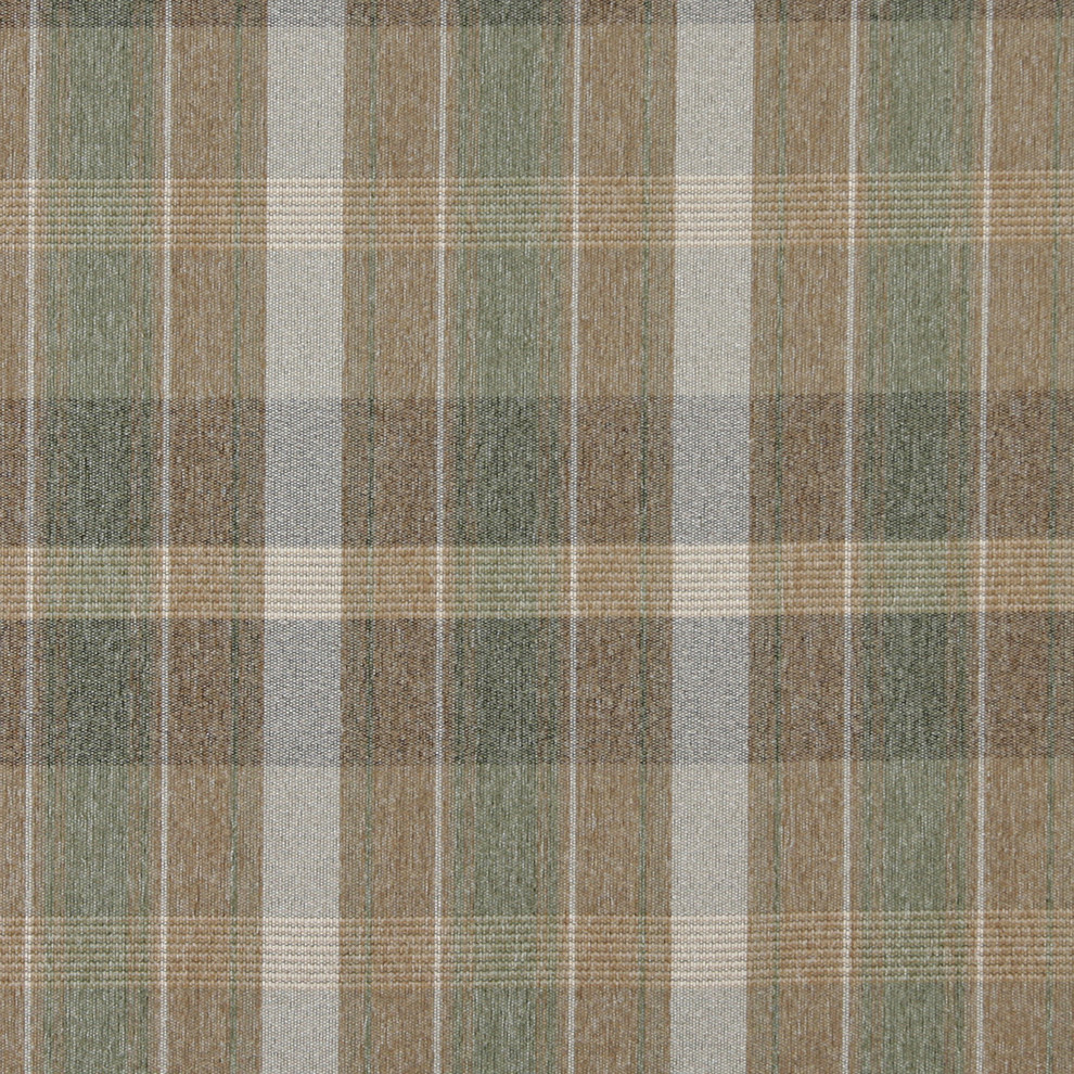 Brown Green And Ivory Large Plaid Country Tweed Upholstery Fabric By