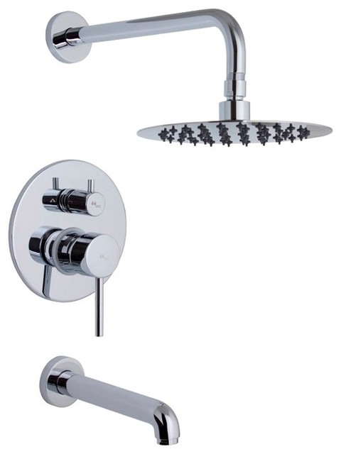 MZ Minima Ceramic Bath Shower Rough-In With Spout, Brushed Nickel, Chrome