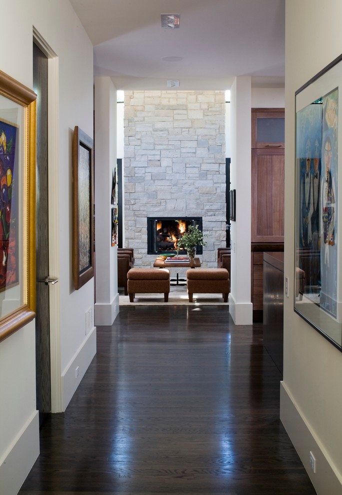 Design ideas for a traditional hallway in Denver with white walls.