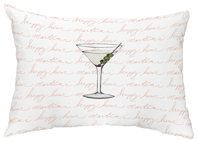 Martini Glass Text Fade 14"x20" Abstract Decorative Outdoor Pillow, , Coral