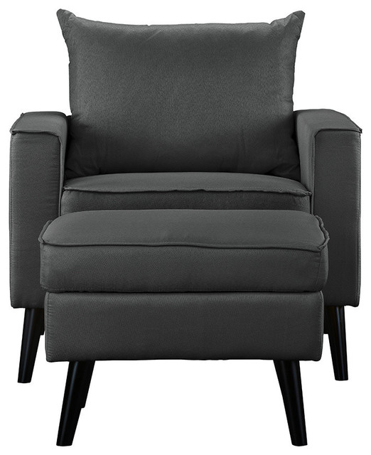 Contemporary Modern Living Room Accent Chair With Ottoman - Midcentury