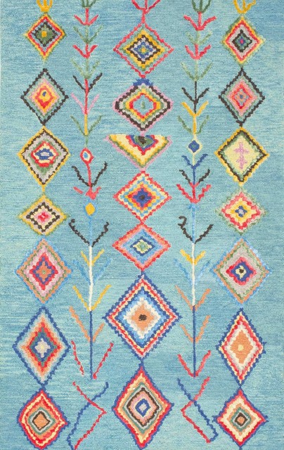 Nuloom Turquoise Hand Tufted Belini Mjsm18c Area Rug Southwestern Nuloom Turquoise Hand Tufted Belini Mjsm18c Area Rug Rectangular 7