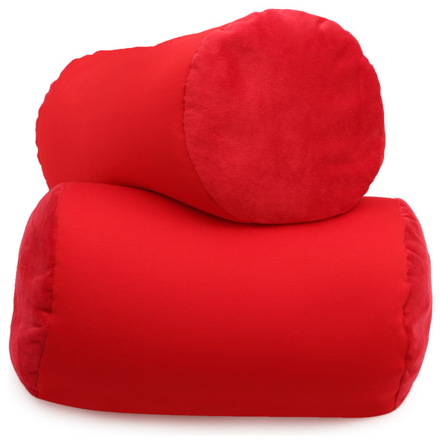 Microbead Neck Roll Bolster Pillows Red 13 X6 Contemporary