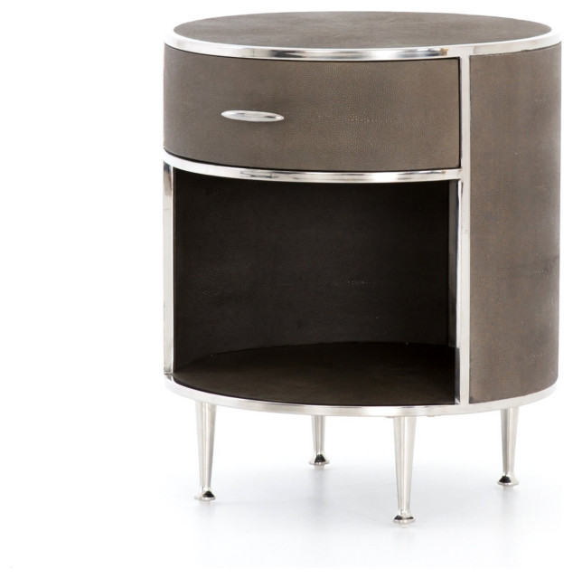 Larkspur Round Nightstand Stainless Steel Contemporary