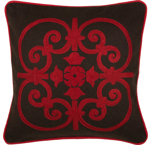 Rizzy Home Red 18 Inch x 18 Inch Pillow Cover with Hidden Zipper