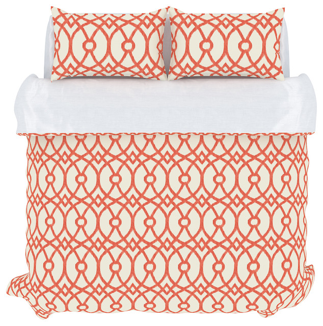 Piper Duvet Cover Set King Coral Contemporary Duvet Covers