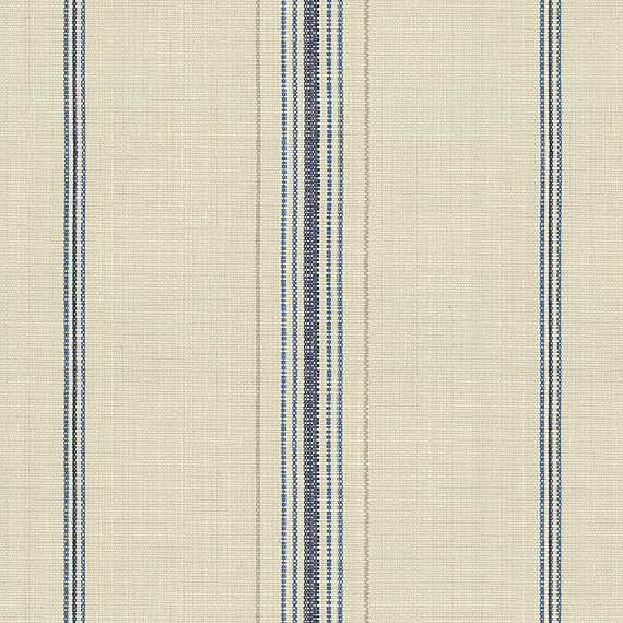 Blue FeedsackStyle Cotton Stripe Fabric Farmhouse Drapery Fabric
