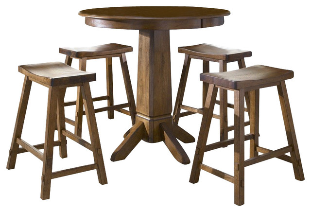 Liberty Furniture Creations II 5 Piece 36 Inch Round Pub Table Set in Tobacco