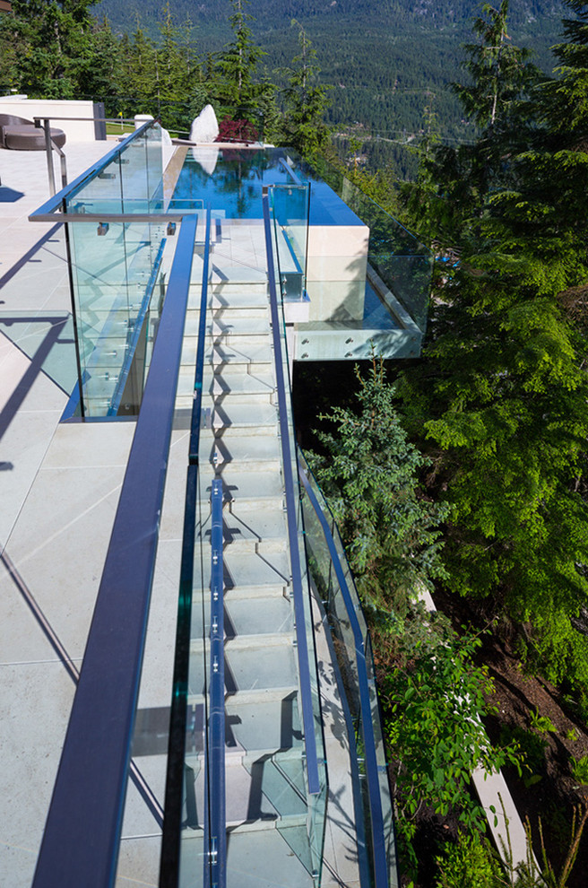 Inspiration for a large backyard deck remodel in Vancouver with a fire pit and no cover