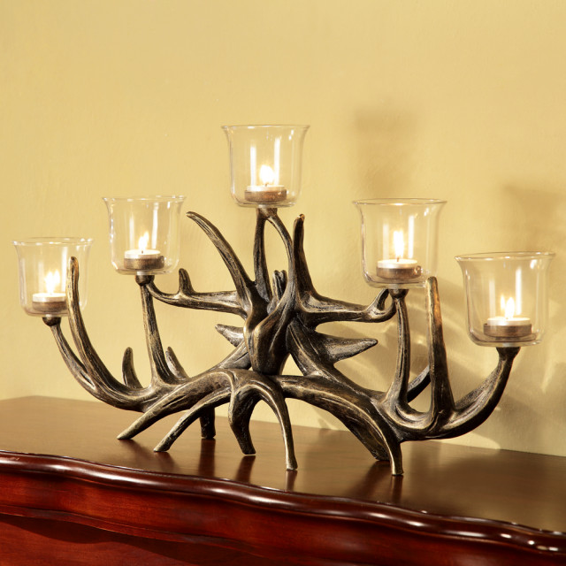 Bird And Branch Aluminum Candelabra - Bronze Finish, Holds 3 Candles, 7"H X 19.5"W - View #9