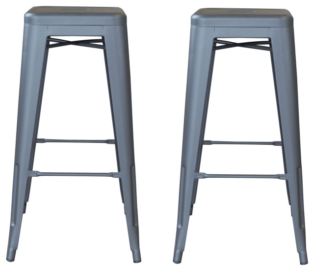 Amerihome Indoor/Outdoor 30" Metal Bar Stools, Set of 2 Industrial