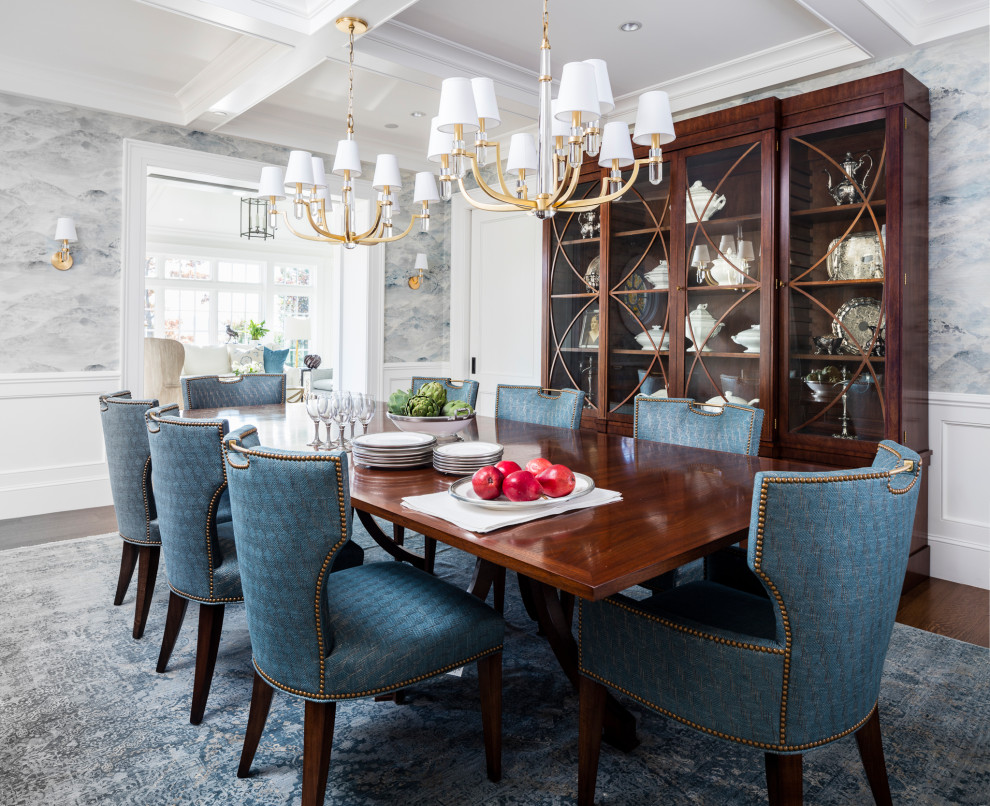 Example of a classic wainscoting dining room design in Seattle