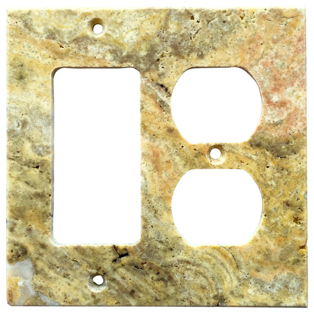 Scabos Travertine Switch Plate Cover Rocker Duplex, 4.5"x5.5