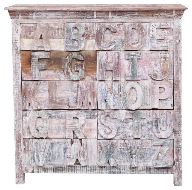 Auburntown Distressed Reclaimed Wood 10 Drawer Dresser Farmhouse