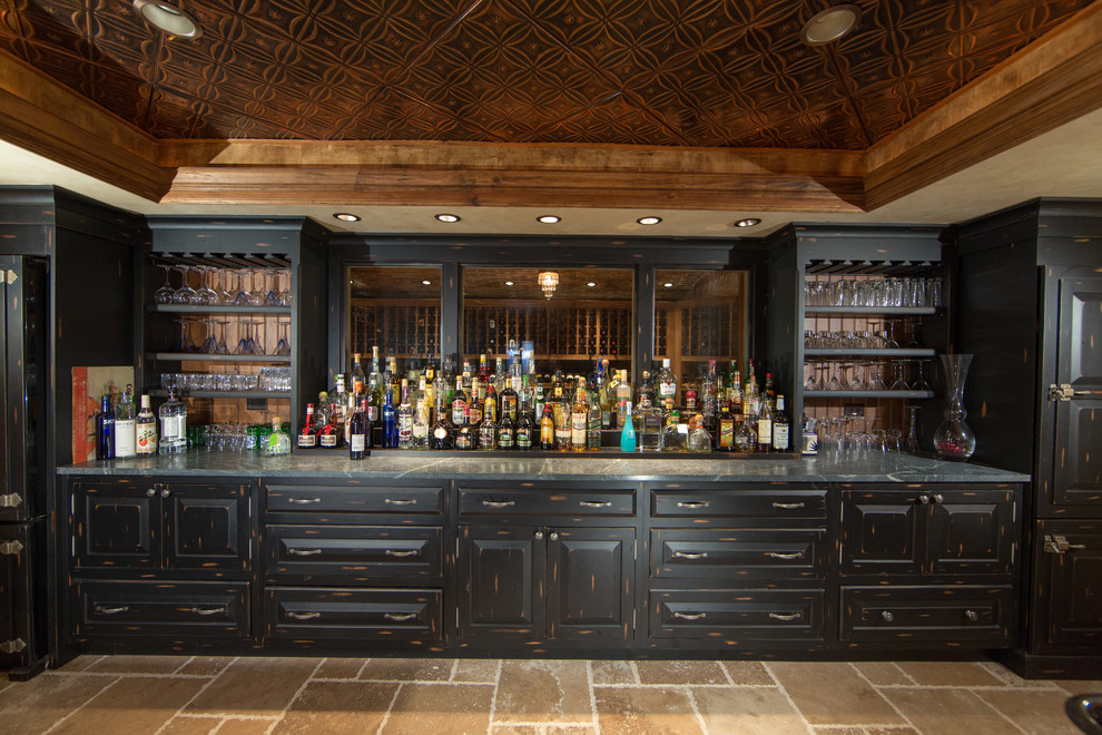 Large traditional home bar in Chicago.