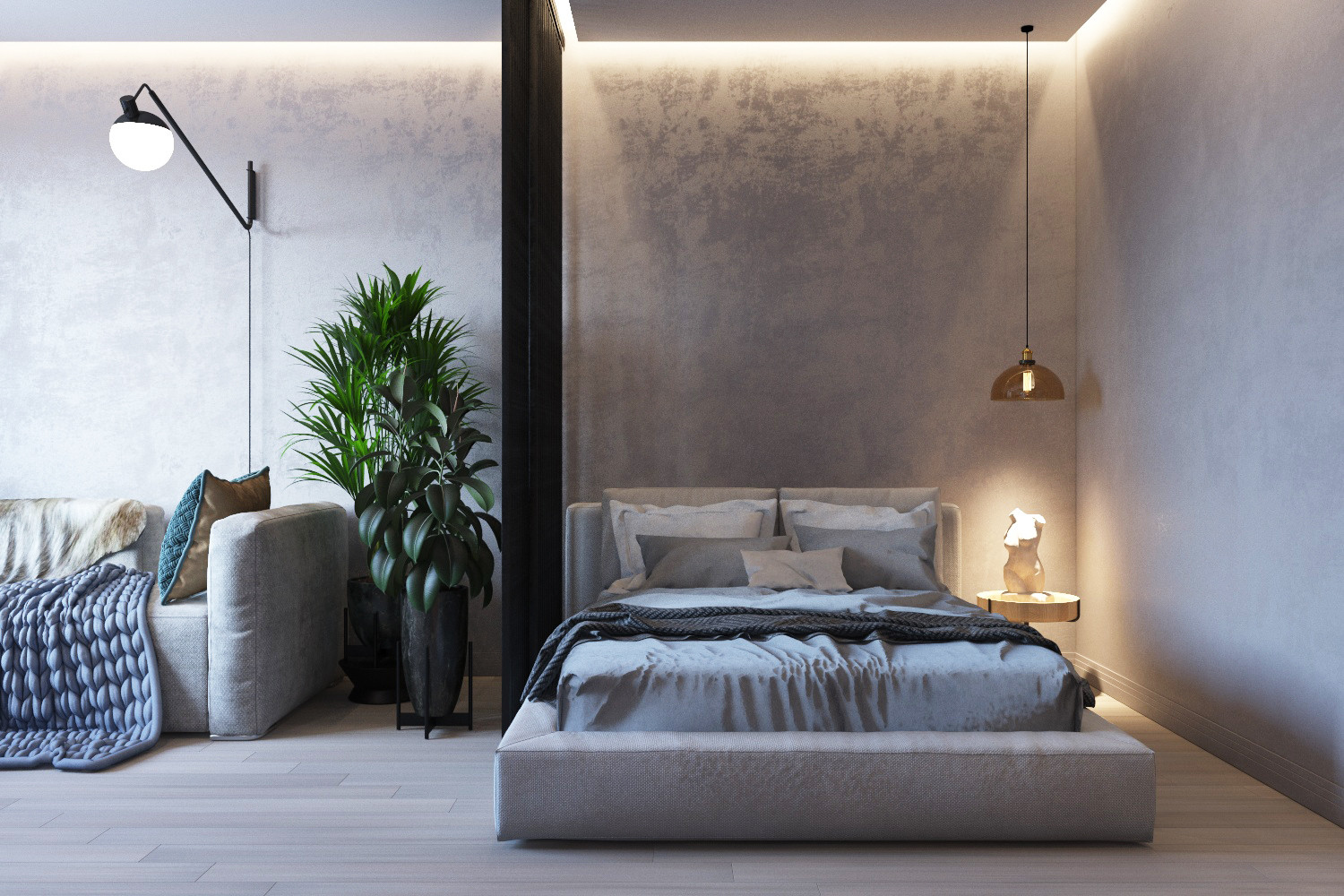 Дизайн интерьера в ЖК Фамилия. Гостиная-Спальня