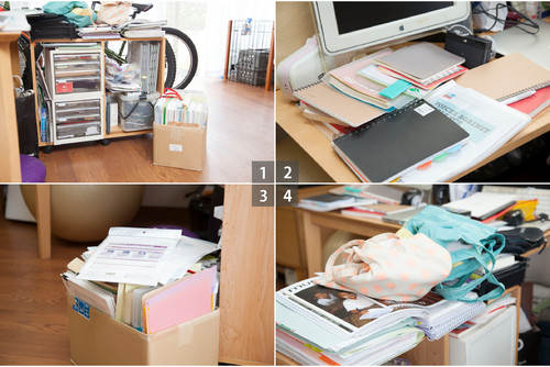 片付け企画 Part 1 書類山積みのワークスペースを整理収納のワザで使いやすく Houzz ハウズ