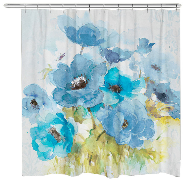 Blue Bouquet Shower Curtain