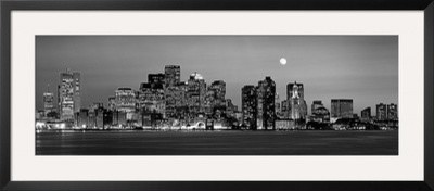 Black and White Skyline at Night, Boston, Massachusetts, USA by  Panoramic Image