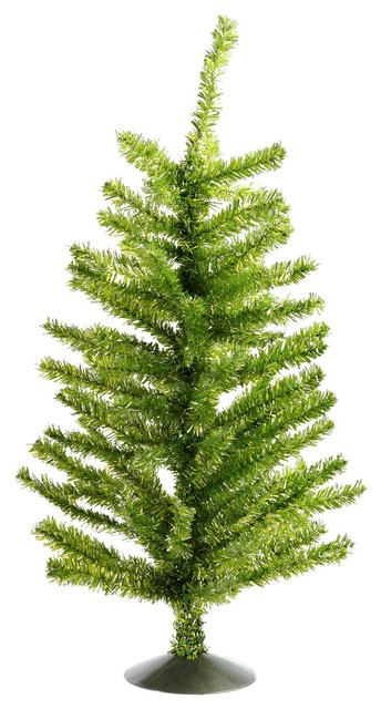 16" Green and Silver Tinsel Table Top Christmas Tree - Unlit