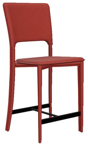Metro Top Grain Leather Bar Stool, Heritage Leather-Red